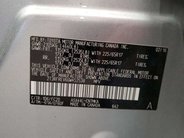 2016 TOYOTA RAV4 XLE - 2T3RFREV6GW452538