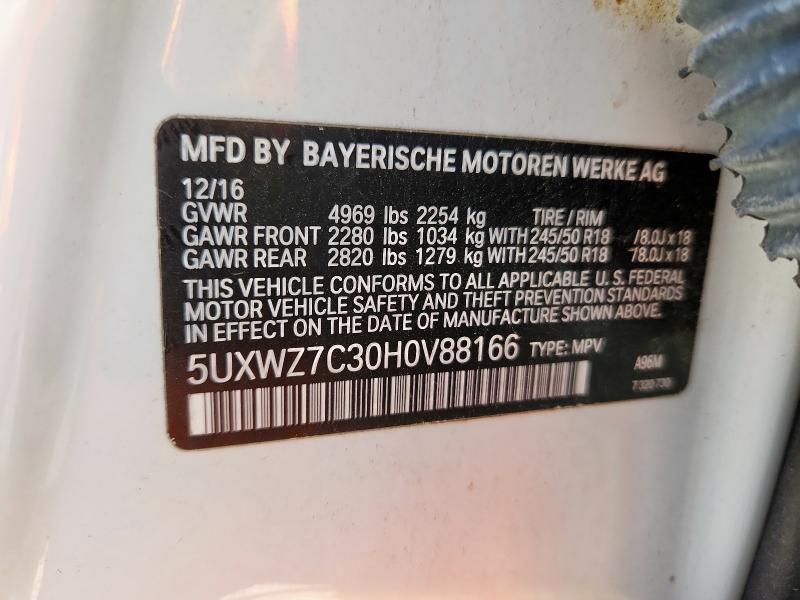 2017 BMW X3 SDRIVE2 5UXWZ7C30H0V88166