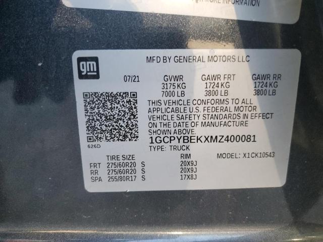 2021 CHEVROLET SILVERADO 1GCPYBEKXMZ400081