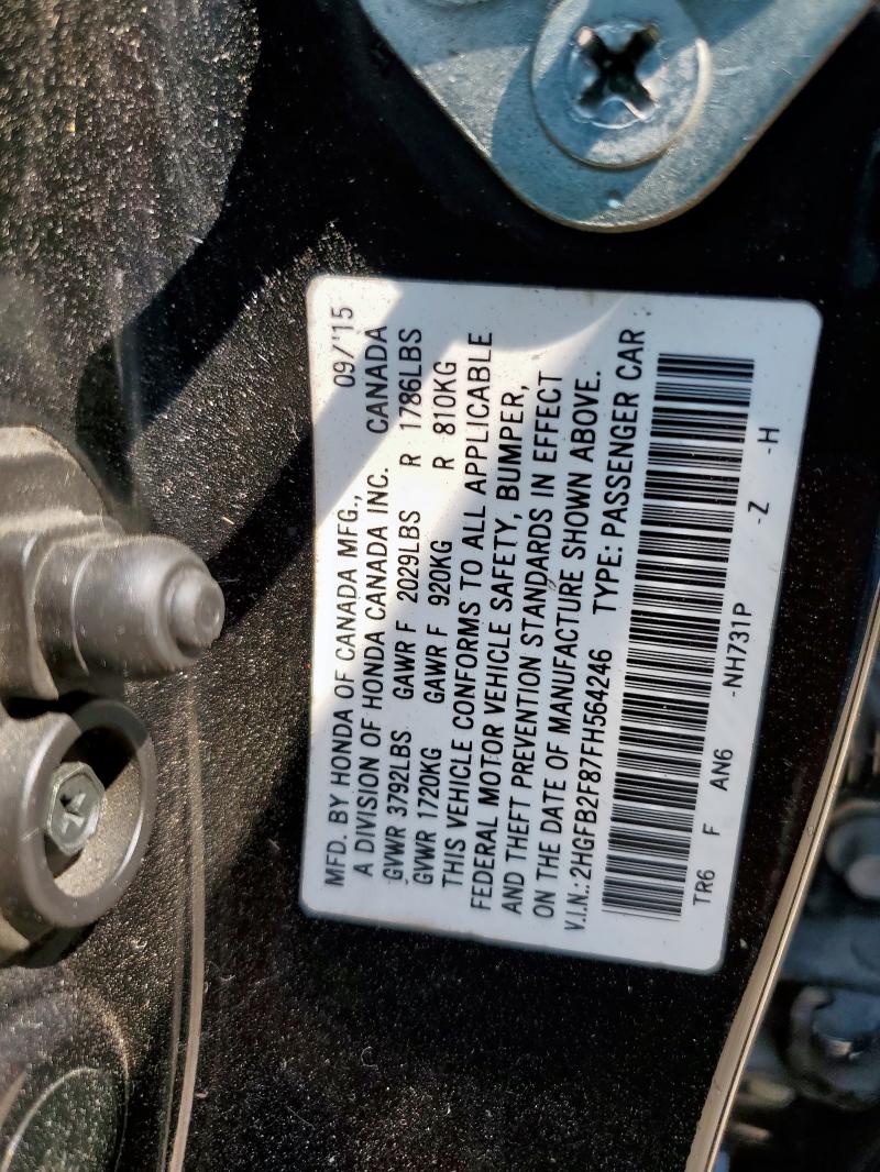 2015 HONDA CIVIC EX 2HGFB2F87FH564246