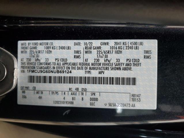 2022 FORD ESCAPE SE 1FMCU9G60NUB69124