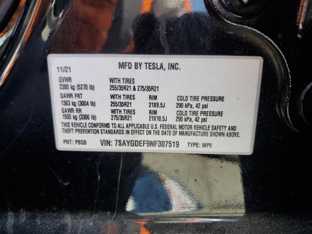 2022 TESLA MODEL Y 7SAYGDEF9NF307519
