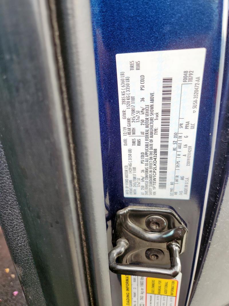 2020 FORD F150 SUPERCREW 1FTEW1CP2LKD43288