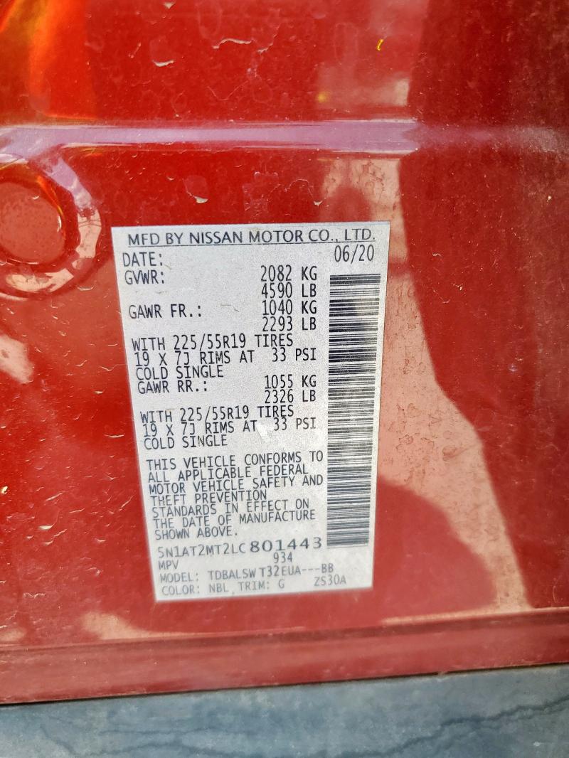 2020 NISSAN ROGUE S 5N1AT2MT2LC801443