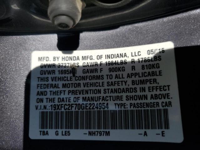 2016 HONDA CIVIC EX 19XFC2F70GE224954