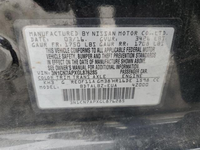 2016 NISSAN VERSA S - 3N1CN7APXGL876285