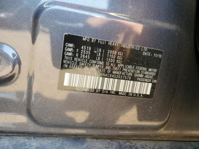 2016 SUBARU LEGACY 2.5 4S3BNAC64G3027579