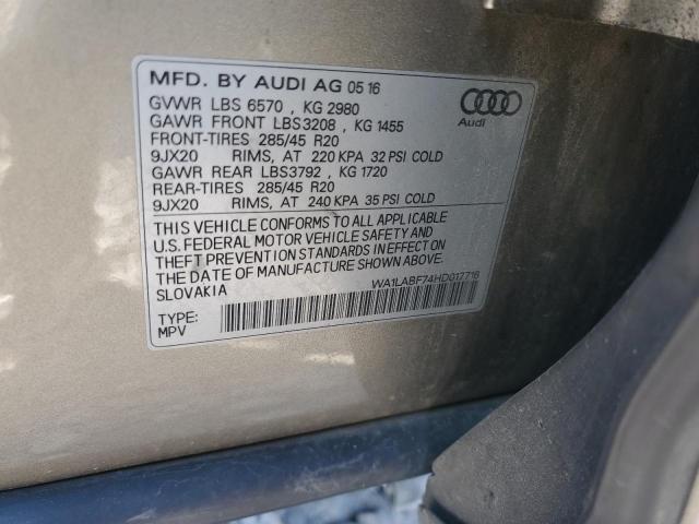 2017 AUDI Q7 PREMIUM WA1LABF74HD017716