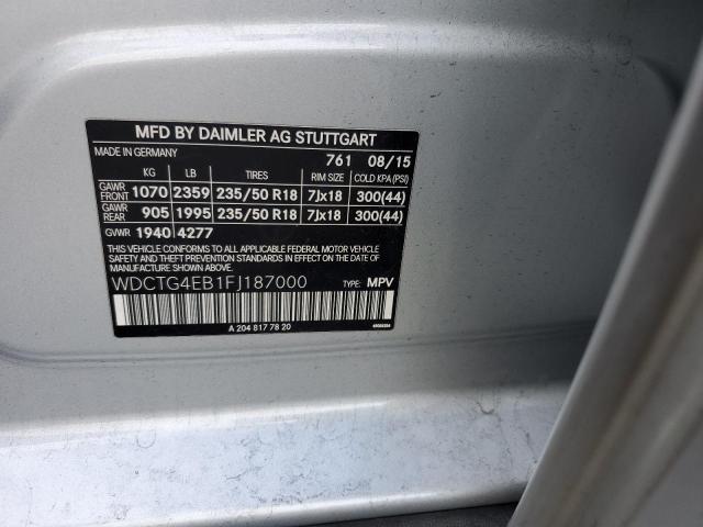2015 MERCEDES-BENZ GLA 250 WDCTG4EB1FJ187000