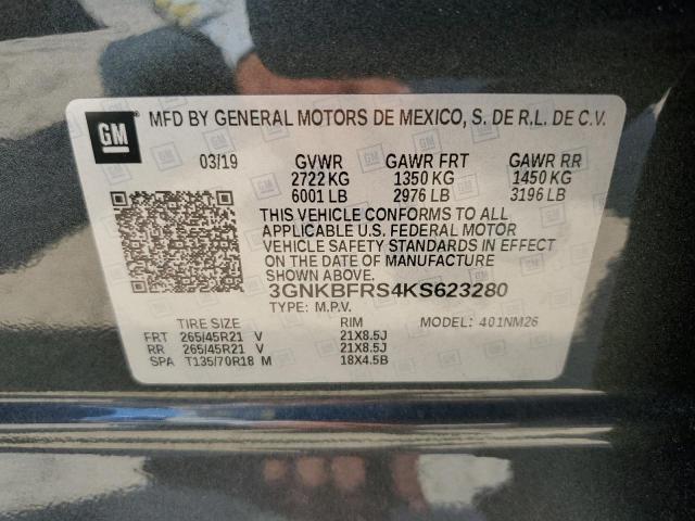 2019 CHEVROLET BLAZER PRE 3GNKBFRS4KS623280