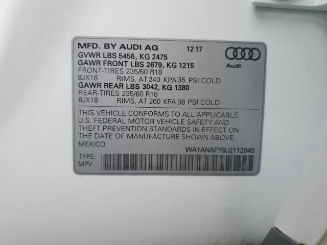2018 AUDI Q5 PREMIUM WA1ANAFY9J2112045