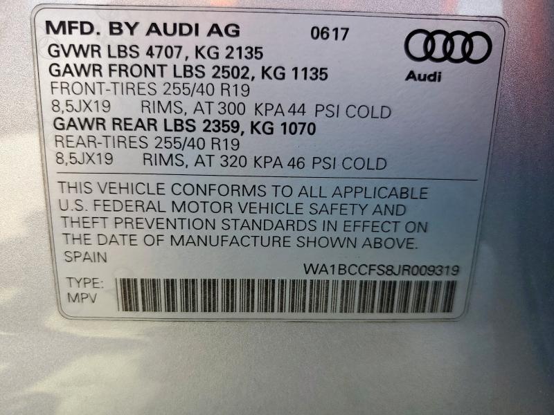 2018 AUDI Q3 PREMIUM WA1BCCFS8JR009319