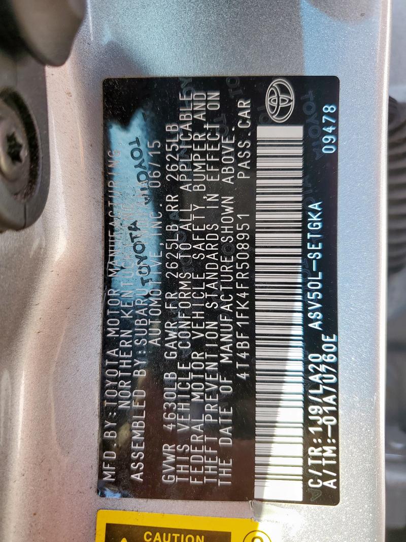 2015 TOYOTA CAMRY 4T4BF1FK4FR508951