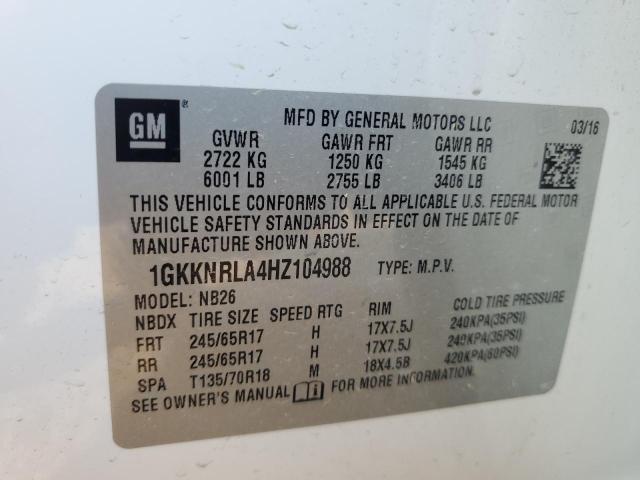 2017 GMC ACADIA SLE 1GKKNRLA4HZ104988