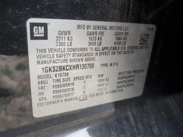 2017 GMC YUKON SLT 1GKS2BKCXHR135780