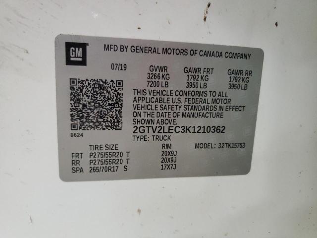 2019 GMC SIERRA LIM - 2GTV2LEC3K1210362