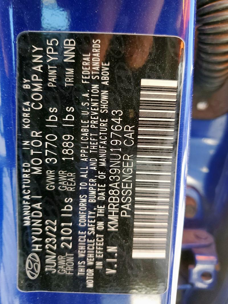 2022 HYUNDAI VENUE SE KMHRB8A39NU197643