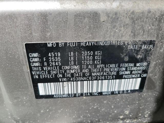 2015 SUBARU LEGACY 2.5 4S3BNAC63F3061351