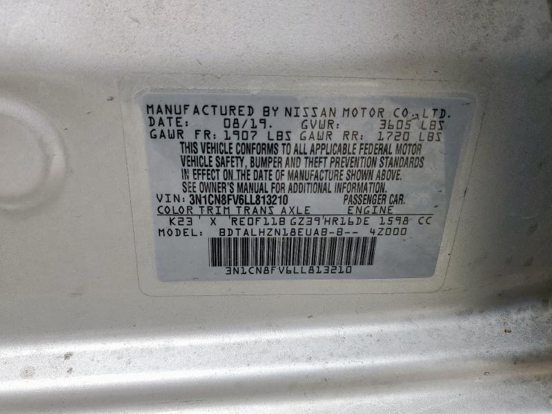 2020 NISSAN VERSA SR 3N1CN8FV6LL813210