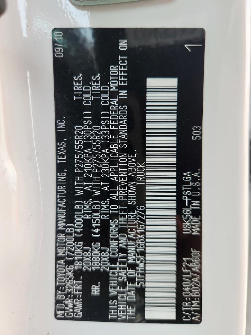 2011 TOYOTA TUNDRA CRE - 5TFHW5F16BX167276