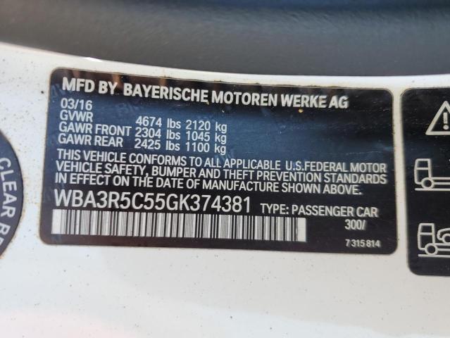 2016 BMW 435 XI WBA3R5C55GK374381