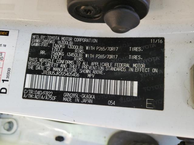 2016 TOYOTA 4RUNNER SR JTEBU5JR2G5405406