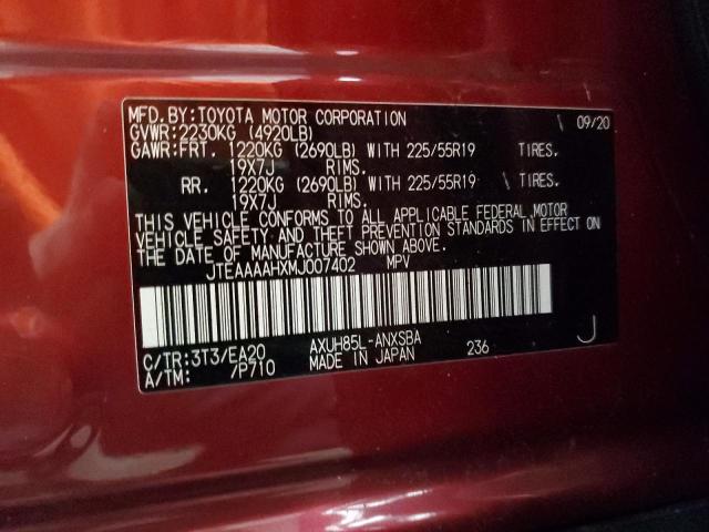 2021 TOYOTA VENZA LE JTEAAAAHXMJ007402