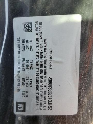 2015 CHEVROLET CAMARO LT 2G1FD1E35F9309851