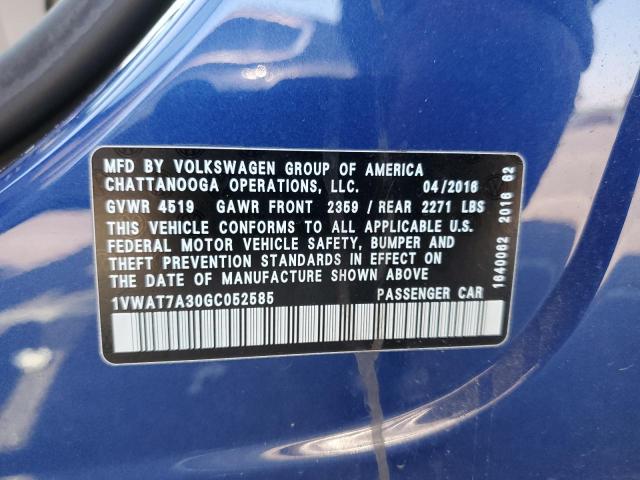 2016 VOLKSWAGEN PASSAT S - 1VWAT7A30GC052585