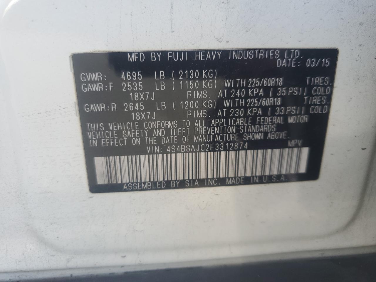 SUBARU OUTBACK 2.5I LIMITED