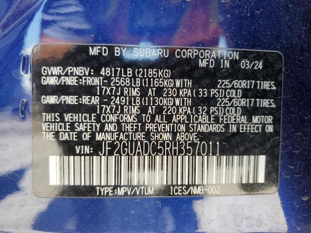 2024 SUBARU CROSSTREK JF2GUADC5RH357011