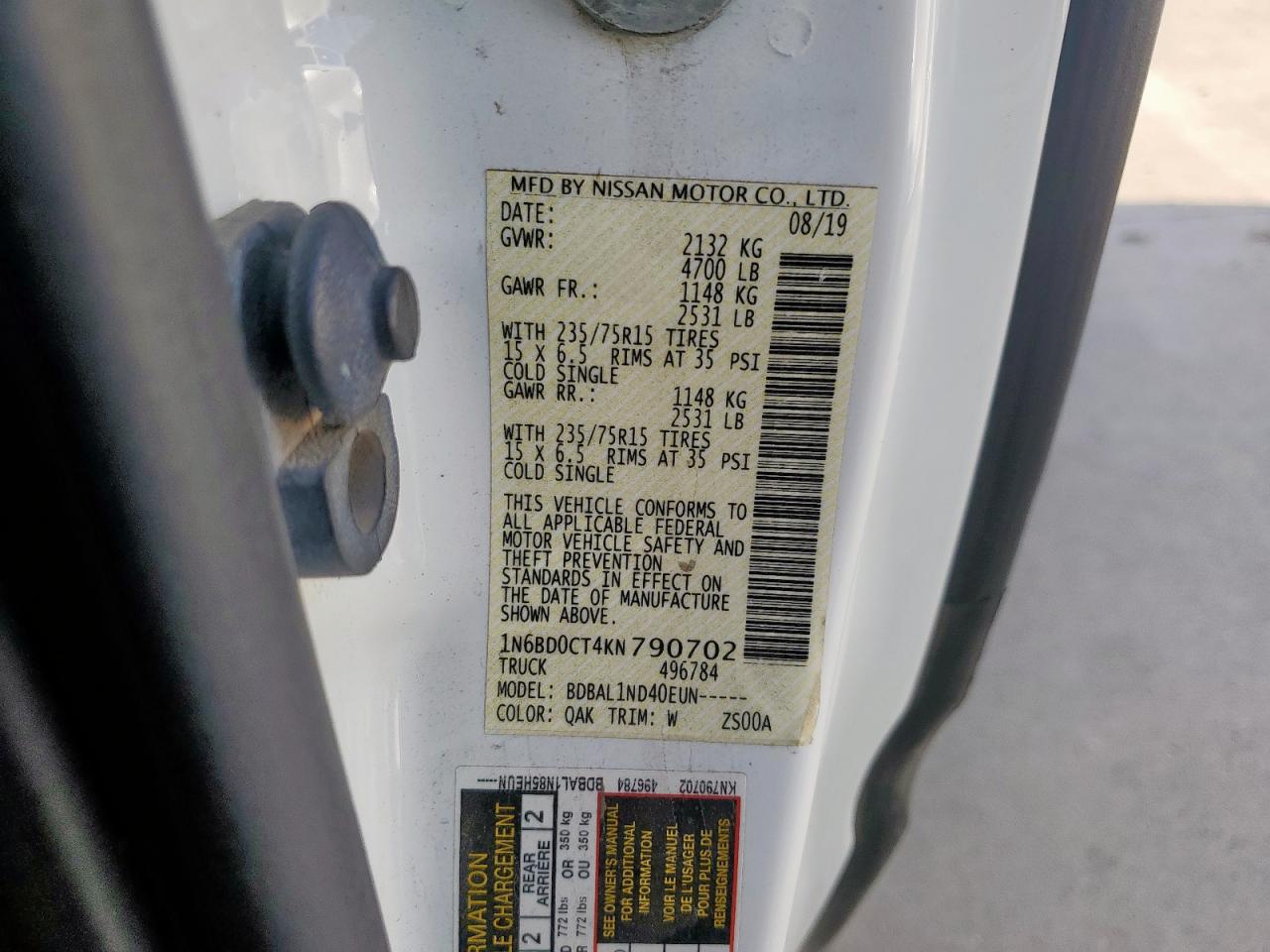 Lot #3311724236 2019 NISSAN FRONTIER S