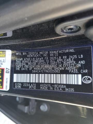 2022 LEXUS ES 300H BA 58ACA1C11NU025062