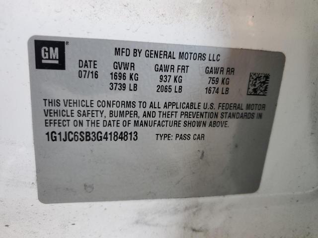 2016 CHEVROLET SONIC LT 1G1JC6SB3G4184813