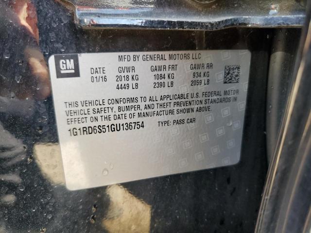 2016 CHEVROLET VOLT LTZ 1G1RD6S51GU136754