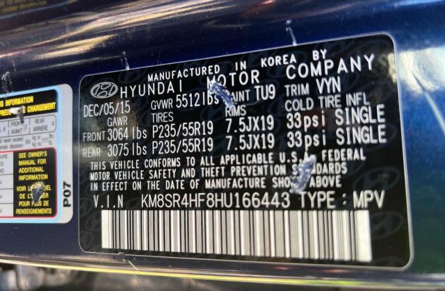 2017 HYUNDAI SANTA FE S - KM8SR4HF8HU166443