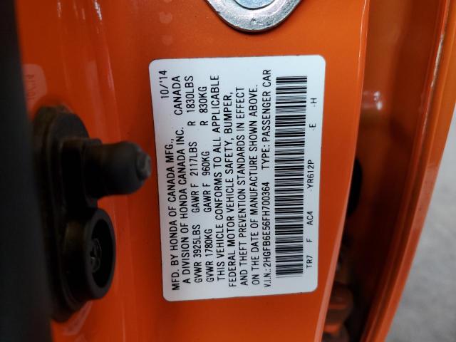 2015 HONDA CIVIC SI 2HGFB6E56FH700364