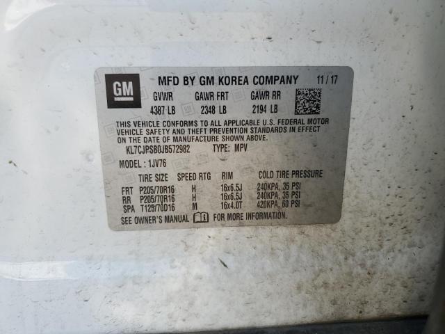 2018 CHEVROLET TRAX 1LT KL7CJPSB0JB572982
