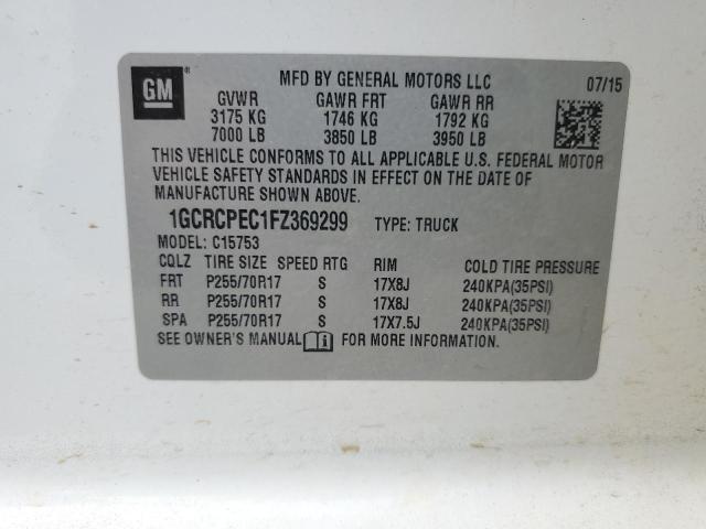 2015 CHEVROLET SILVERADO C1500 1GCRCPEC1FZ369299