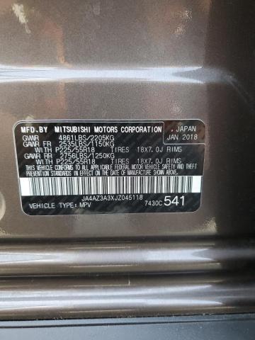 2018 MITSUBISHI OUTLANDER JA4AZ3A3XJZ045118