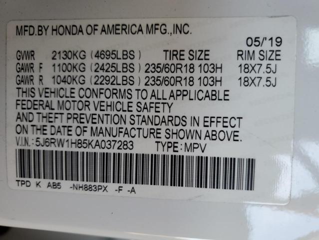 2019 HONDA CR-V EXL 5J6RW1H85KA037283