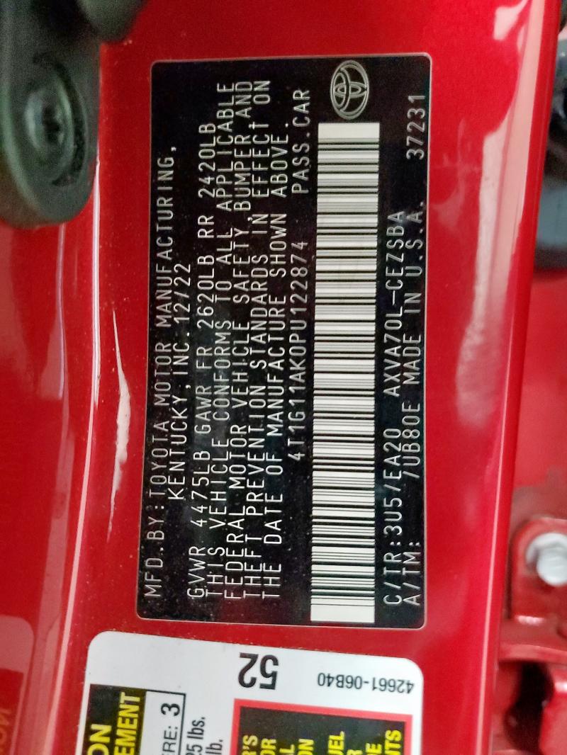 2023 TOYOTA CAMRY SE NIGHT SHADE 4T1G11AK0PU122874