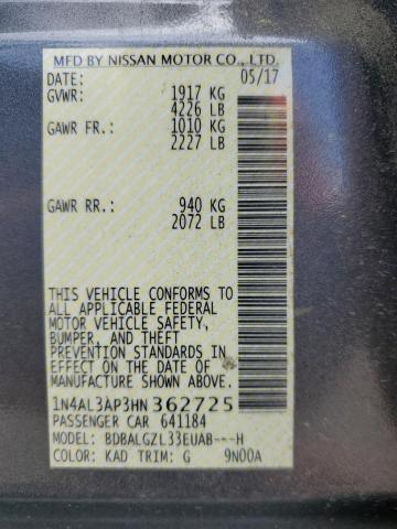 2017 NISSAN ALTIMA 2.5 1N4AL3AP3HN362725