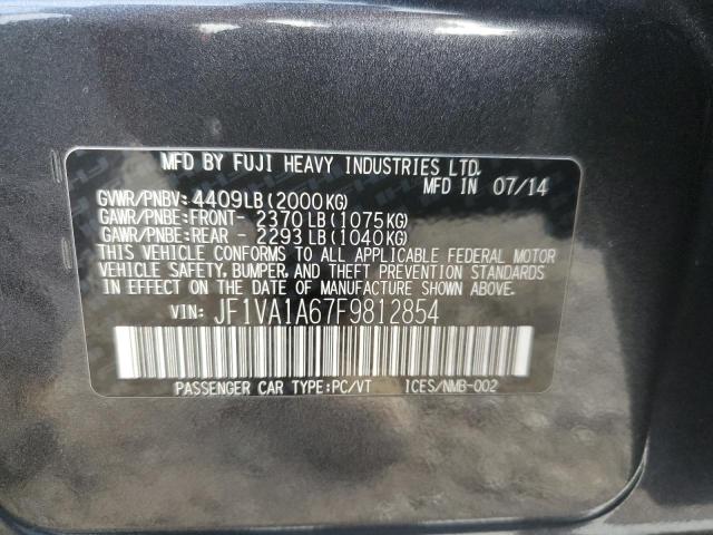 2015 SUBARU WRX JF1VA1A67F9812854