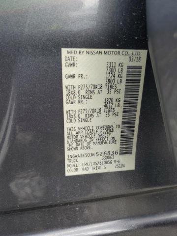2018 NISSAN TITAN SV 1N6AA1E50JN526836