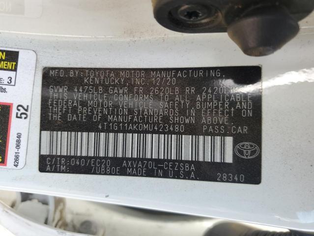 2021 TOYOTA CAMRY SE 4T1G11AK0MU423480
