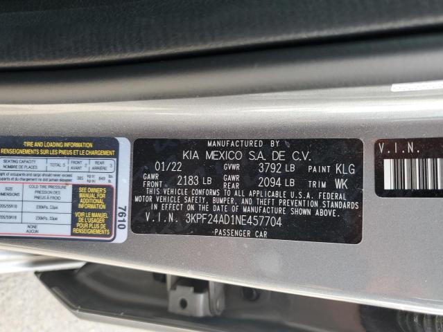 2022 KIA FORTE FE #3293287454