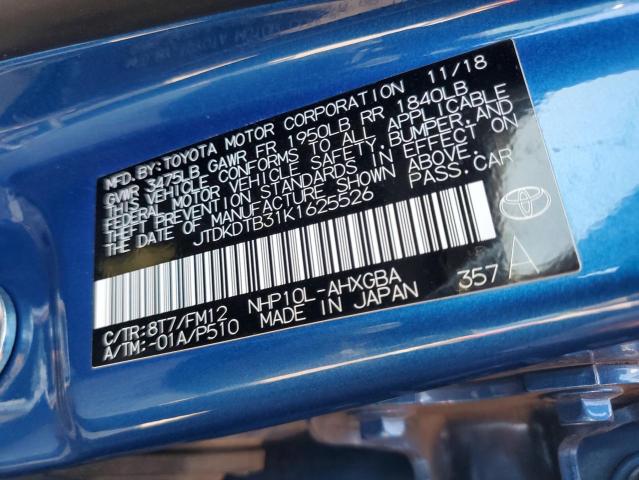 2019 TOYOTA PRIUS C JTDKDTB31K1625526