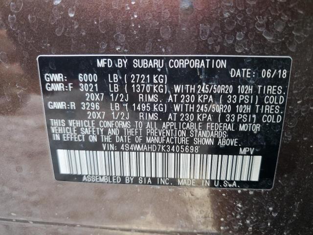 2019 SUBARU ASCENT PRE 4S4WMAHD7K3405698