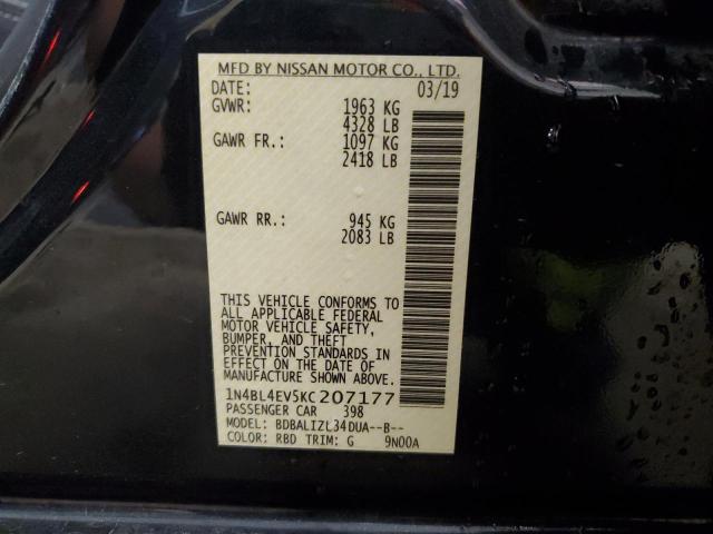 2019 NISSAN ALTIMA SL 1N4BL4EV5KC207177